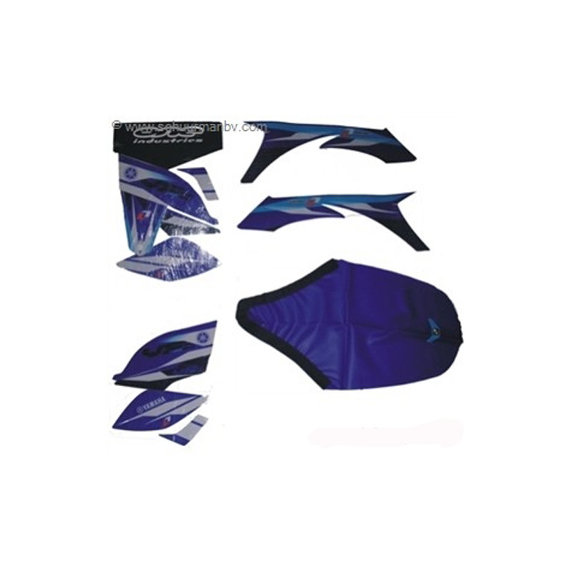 Kit Déco Goldspeed YAM 450 Blanc Bleu avec Housse de Siège Bleue
