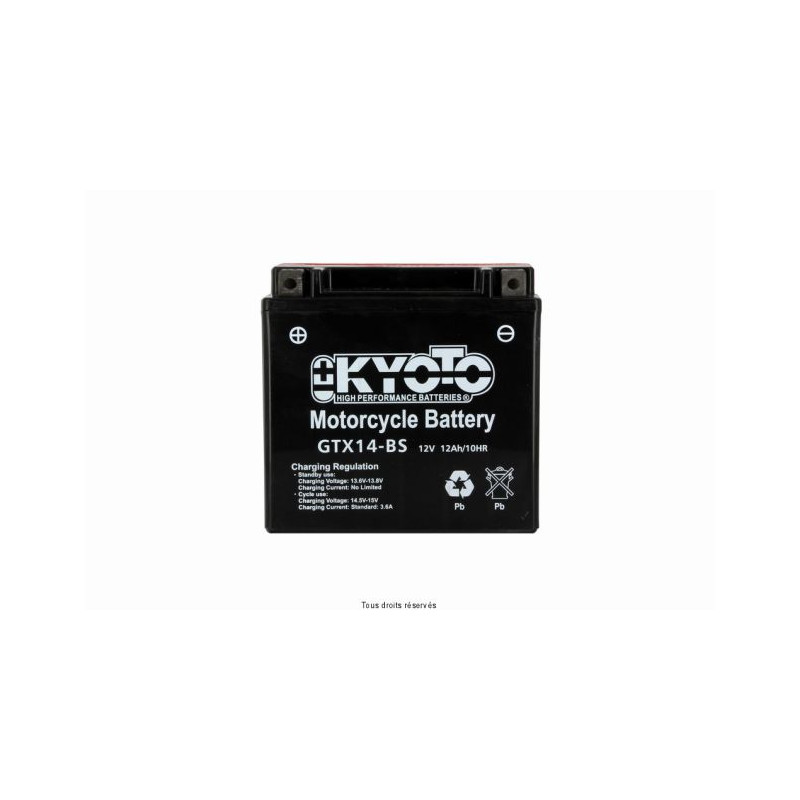 Batterie YTX14-BS sans entretien livrée avec pack acide