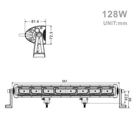 Projecteur Rectangulaire LED 128W 10500 Lumen Epistar LED 56cm
