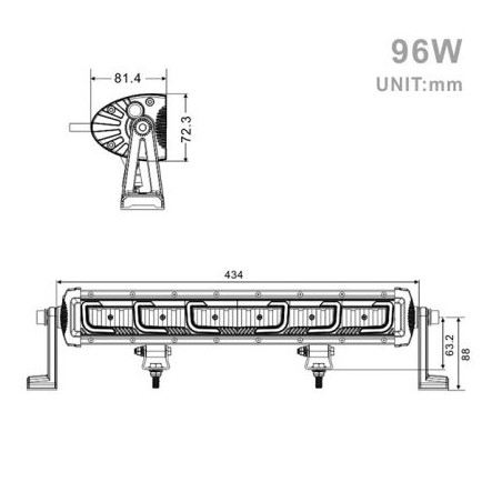 Projecteur Rectangulaire LED 96W 7875 Lumen Epistar LED 43cm