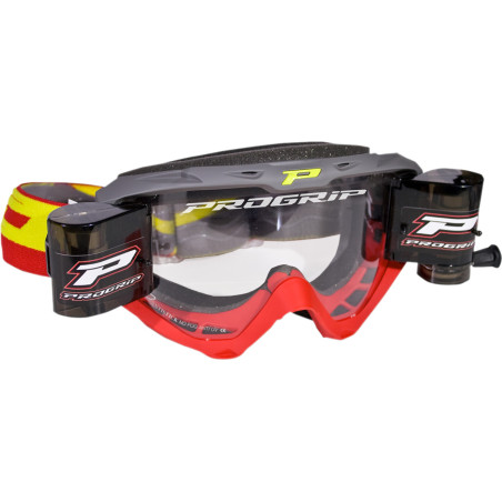 Masque Cross Progrip 3450 RIOT Roll Off XL Gris Et Rouge