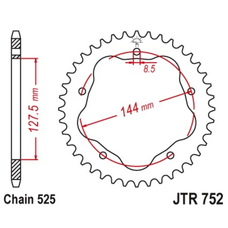 Couronne JT SPROCKETS acier standard 752 - 525