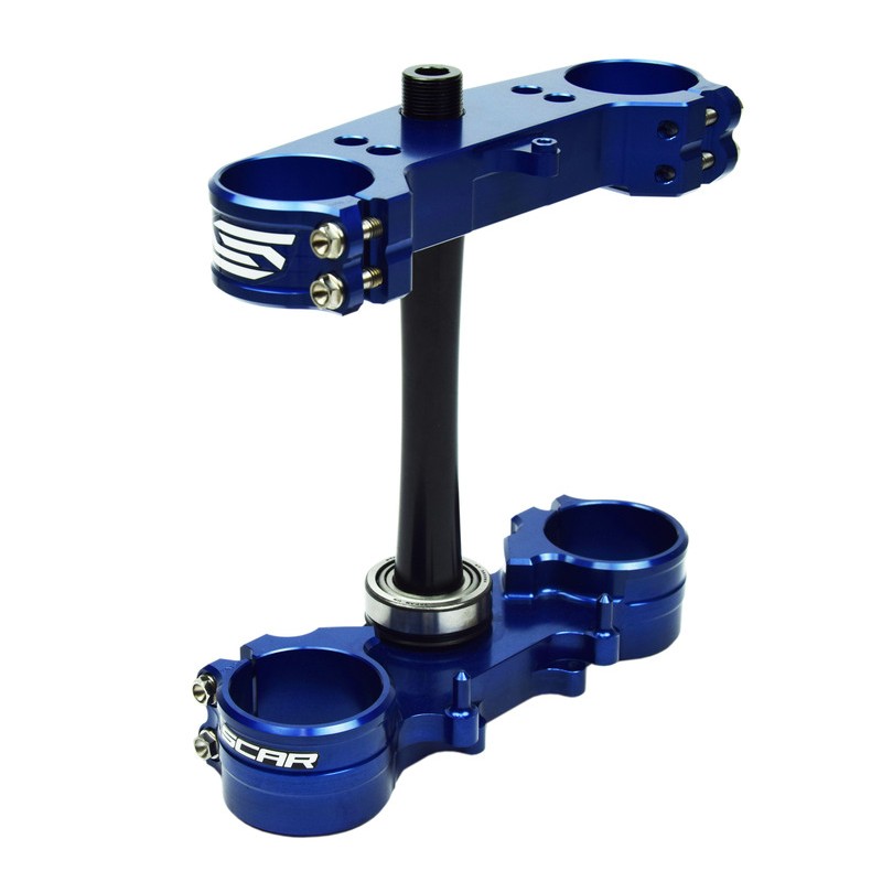Té de fourche SCAR offset 23mm bleu Kawasaki KXF