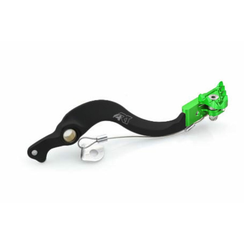 Pédale de frein ART Factory aluminium anodisé noir/embout vert Kawasaki