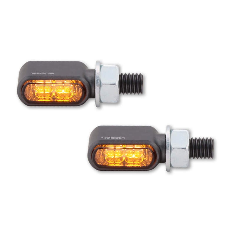 Clignotants LED CNC HIGHSIDER Little Bronx, titane, verre teinté, homologué E, paire