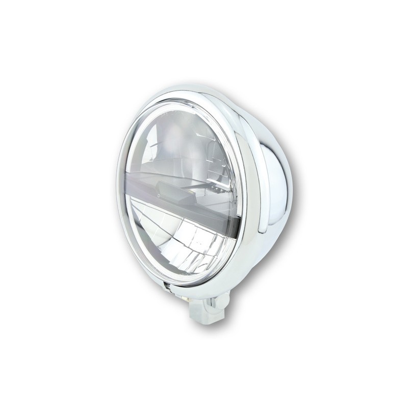 Phare à LED 5 HIGHSIDER 3/4" Bates Style type 5 noir chromé, lunette noire, fixation inférieure.