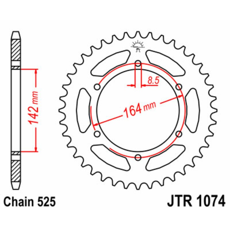 Couronne JT SPROCKETS acier standard 1074 - 525