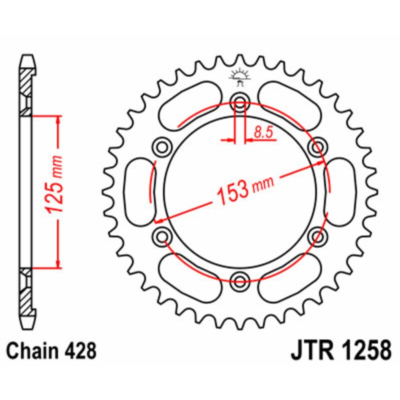 Couronne JT SPROCKETS acier standard 1258 - 428