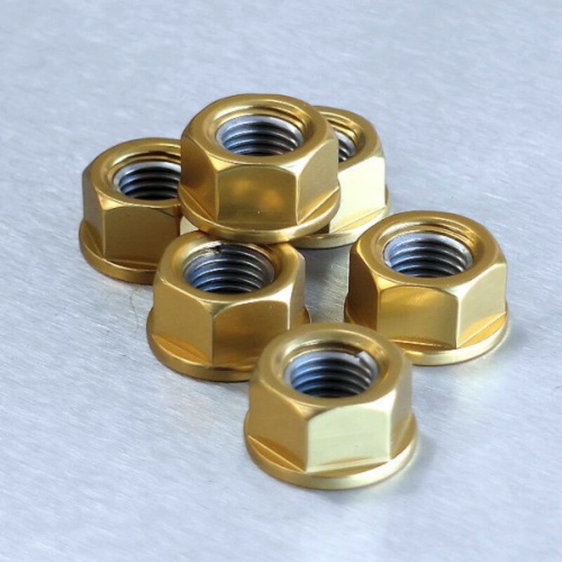 Ecrou de couronne M10X1,25 Pro-bolt alu or par 6